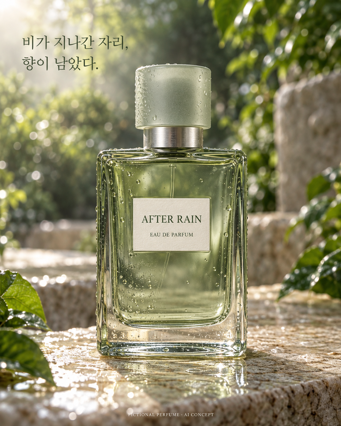 비가 지나간 자리, 향이 남았다. — 향수 광고 이미지 · 3종 · 각 1122×1402